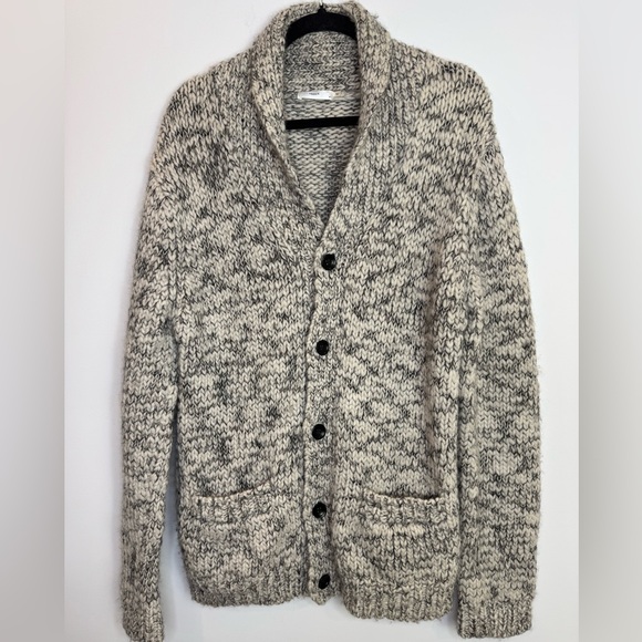 Filippa K. Chunky Cozy wool mohair Gray Knit Cardigan size medium luxe - Picture 2 of 9